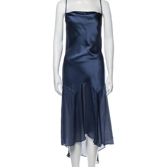 fleur du mal blue dress Fleur Du Mal Sofia Flared Dress | Midnight Navy